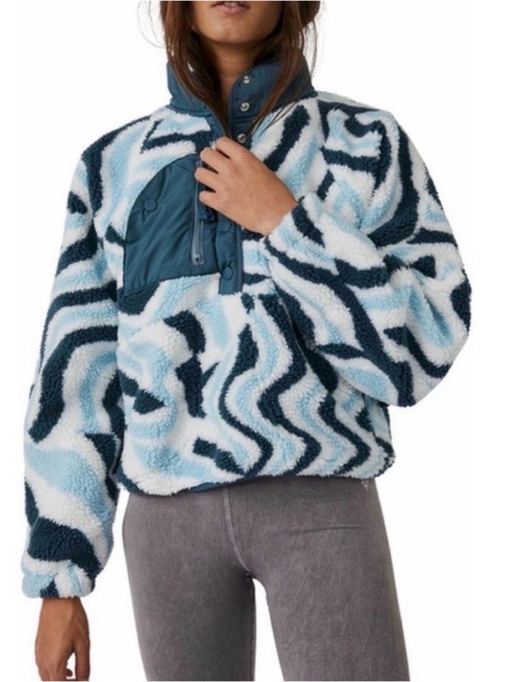FP Movement Blue Wave Combo Rocky Ridge Sherpa sweater